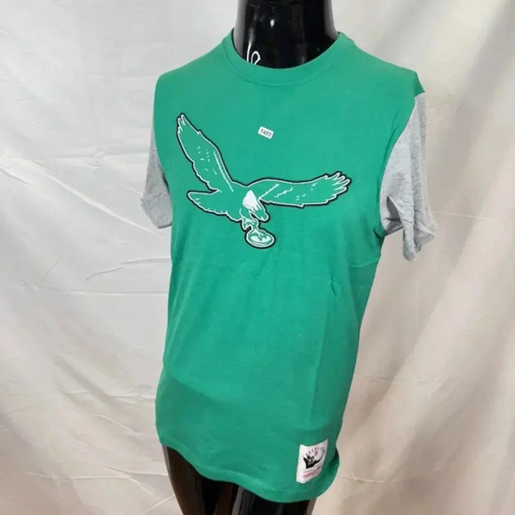 Mitchell & Ness NFL Color Blocked S/S Tee Philadelphia Eagles Green Gray Size S - Picture 2 of 6